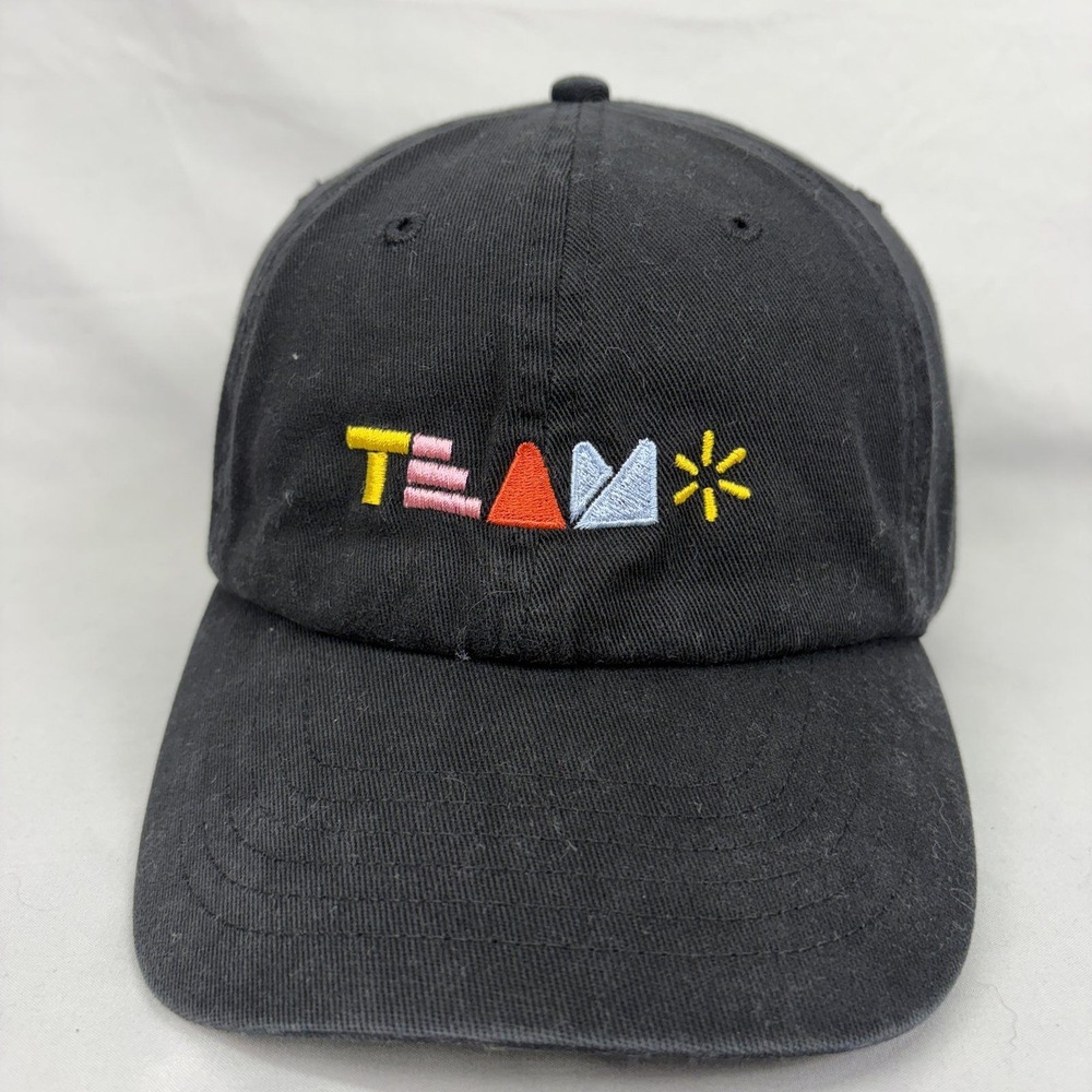 Walmart Baseball Hat Team Spark Logo Unisex OSFA Black Adjustable Buckle Cap
